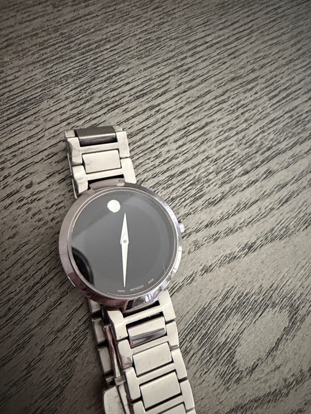 Movado Silver Bracelet Watch with Black Dial - Picture 2 of 10